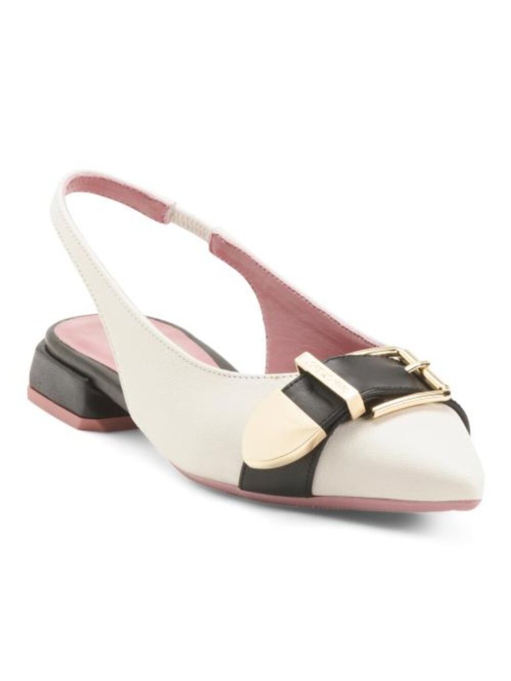 LORENZO MARI Made In Italy Leather Slingback Pointy Toe Shoes With Buckle
